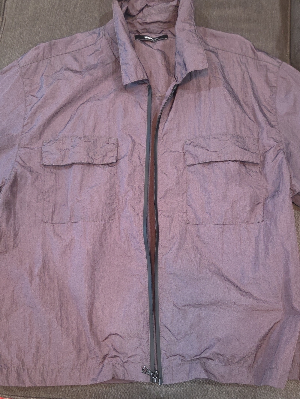 Men's Lightweight Zip-Front Iridescent Purplish Gray Shirt